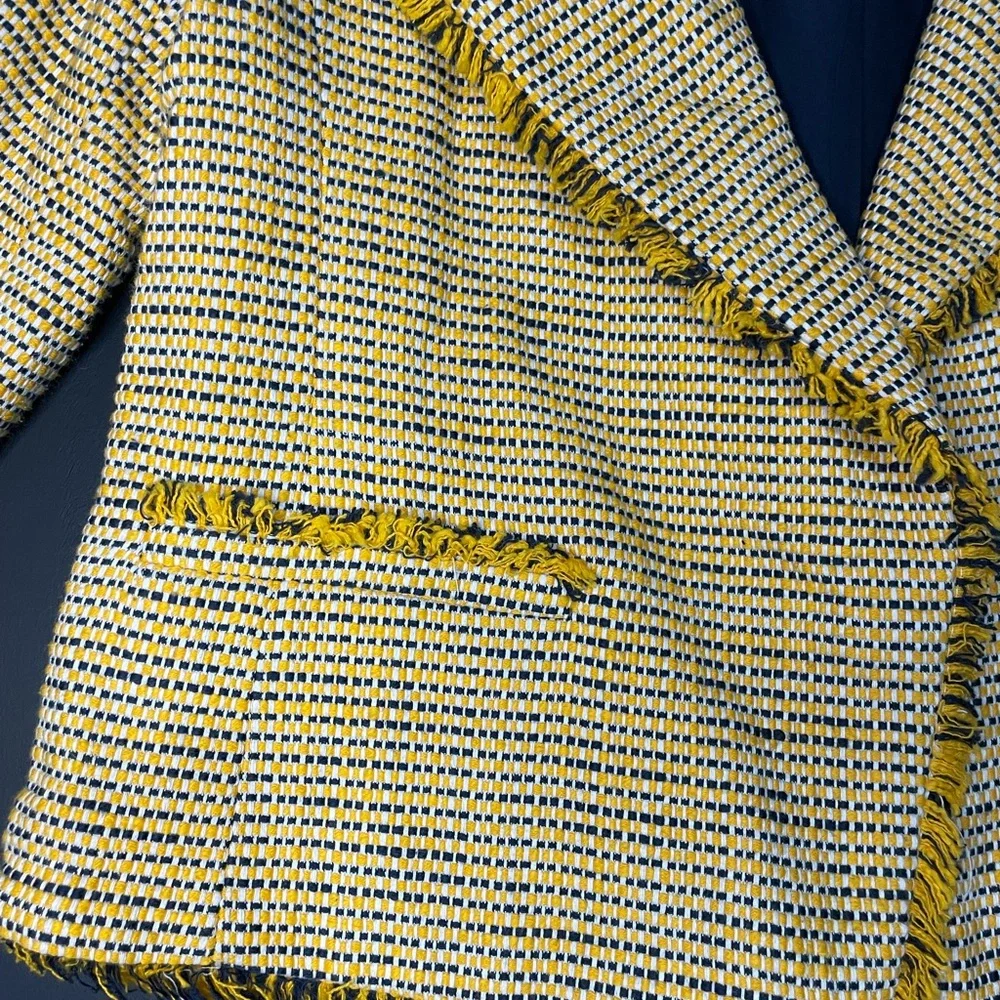 Ann Taylor Yellow and White Tweed Blazer - Picture 4 of 9